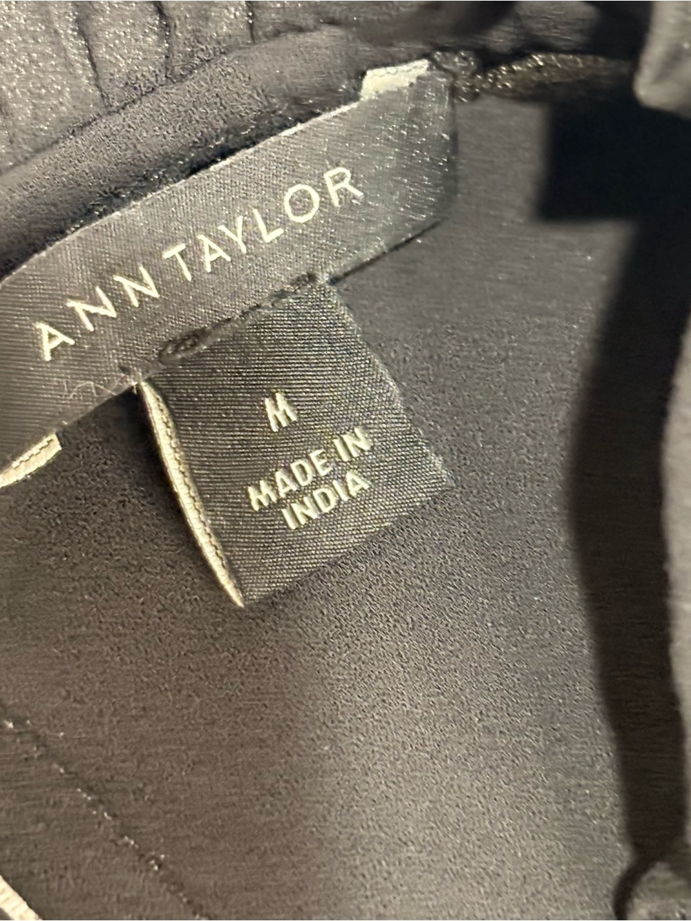 Ann Taylor Black Long-Sleeve Smocked Yoke Blouse medium - Picture 4 of 5